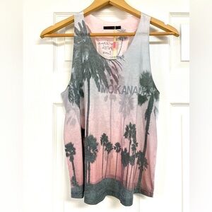 NWT MOIKANA Tropical Palm smoked muscle tank beach resort women’s S lightweight
